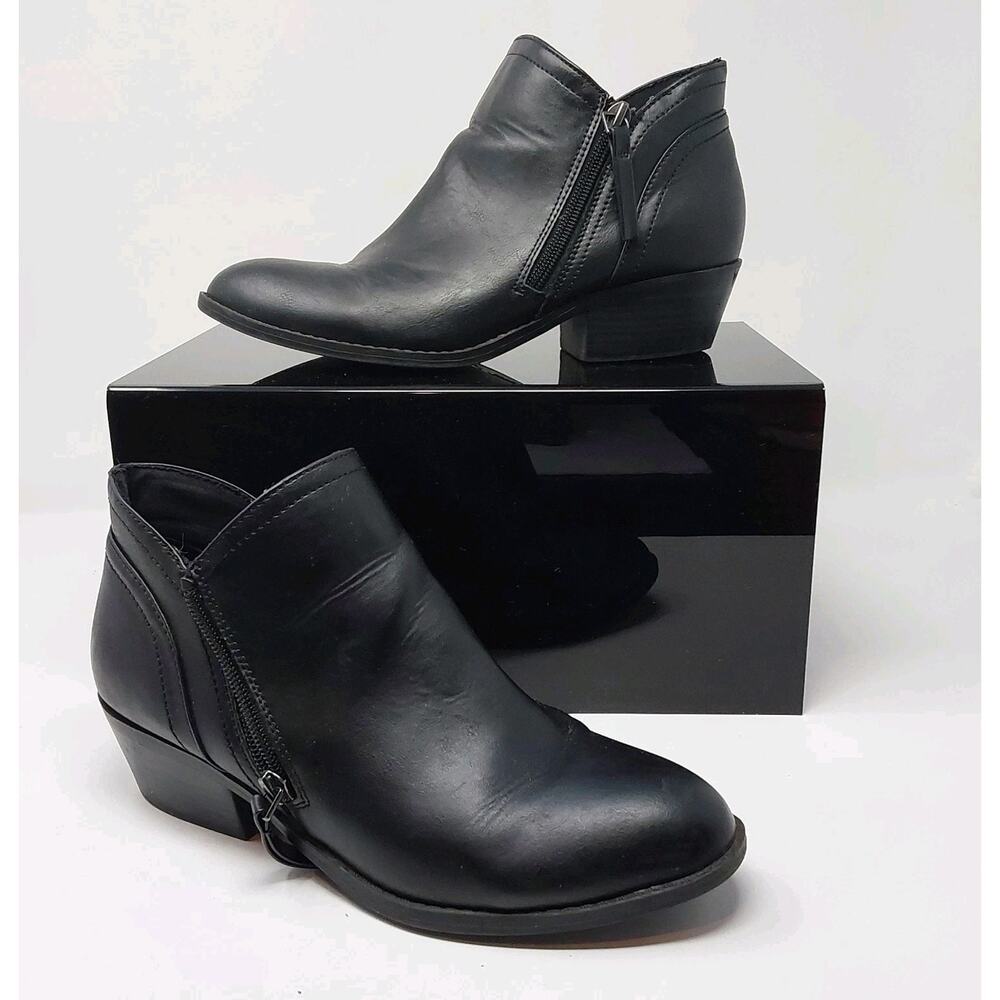 Arizona Coachella Black Ankle Booties Womens Size 8 Western Zip Boots